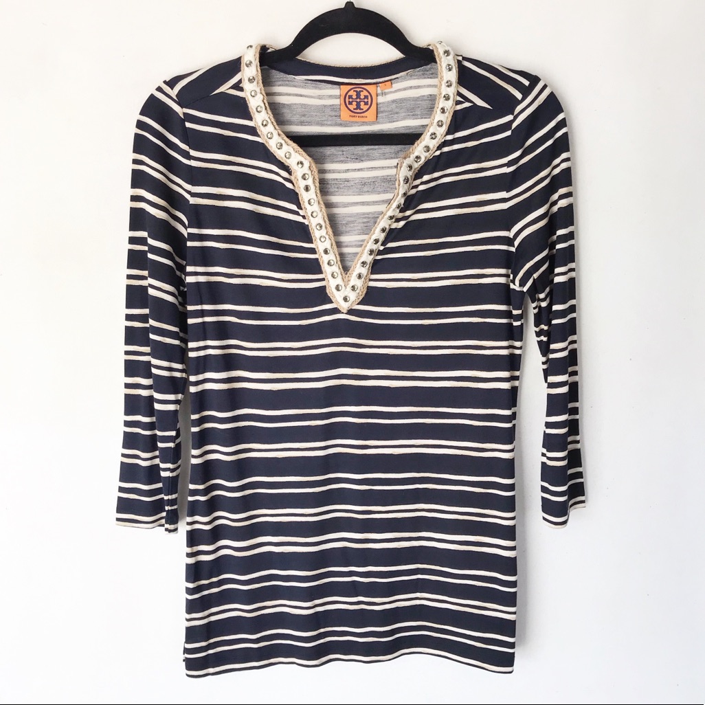 Tory Burch Striped Silk Tunic S